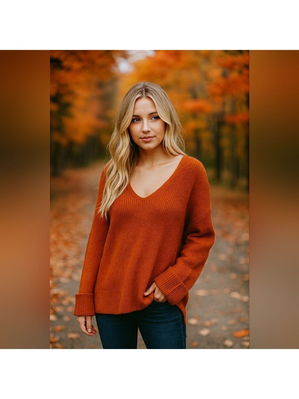 Treasure & Bond V-neck Rib Stitch Sweather